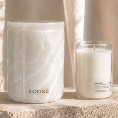 Refillable Onyx Candle | White